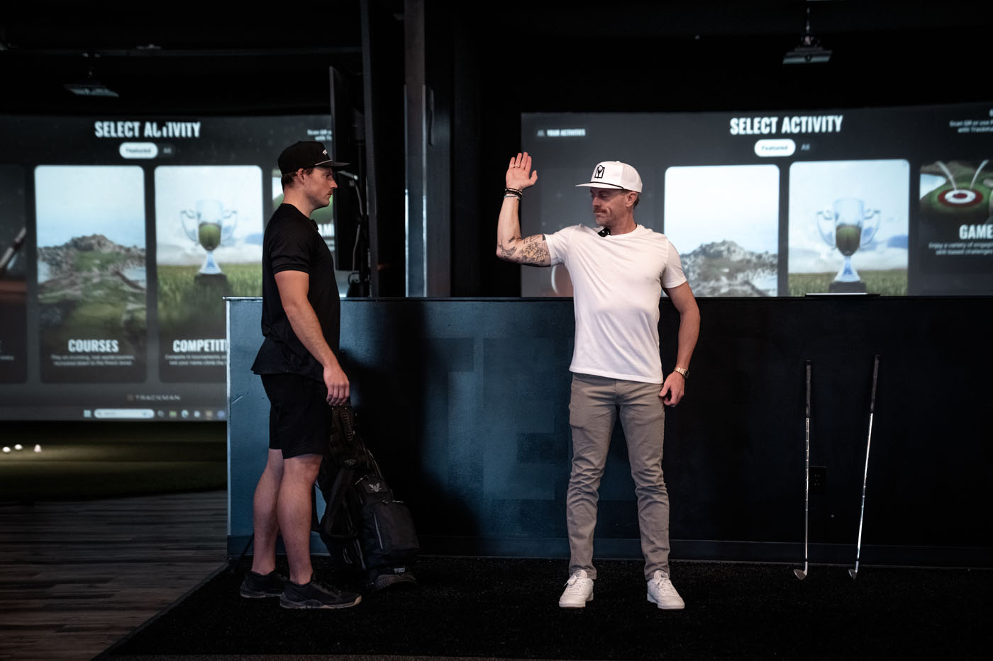 A Box Pro analyzing a golfers movement.