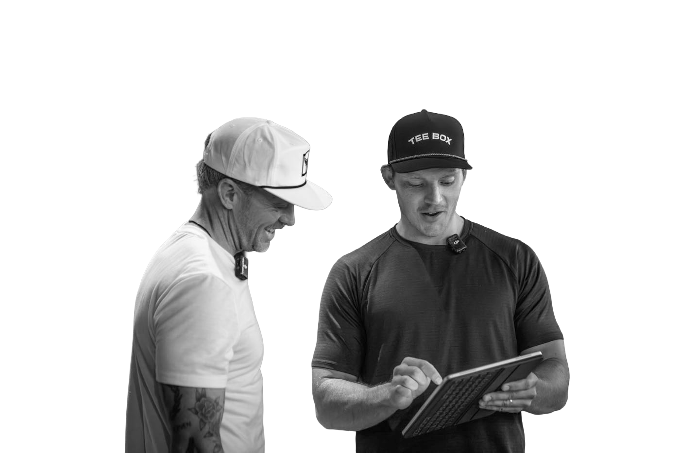 An image of a Tee Box pro using forj ai with a golfer.