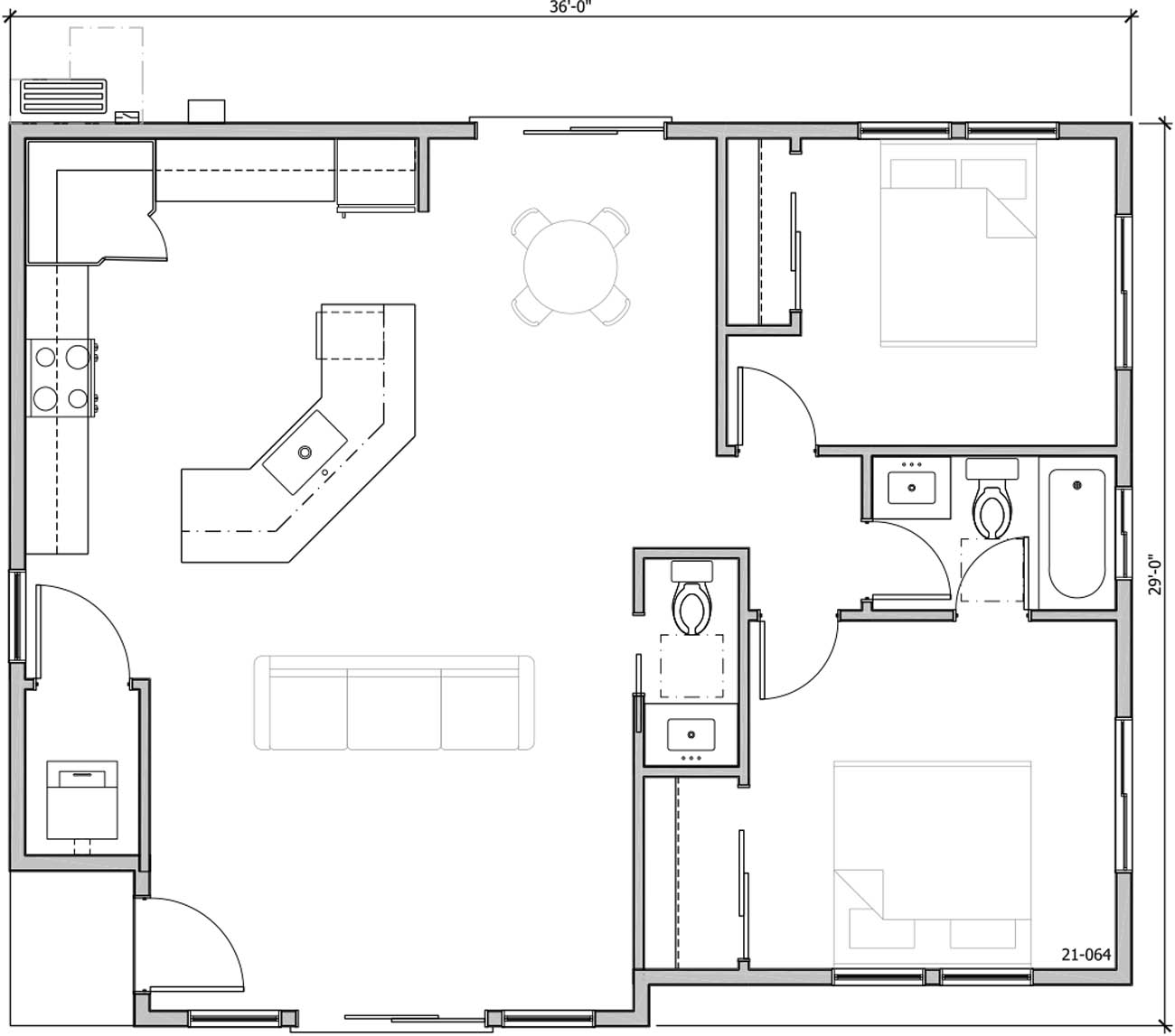 Anchored Tiny Homes model C-1003 dimensions.