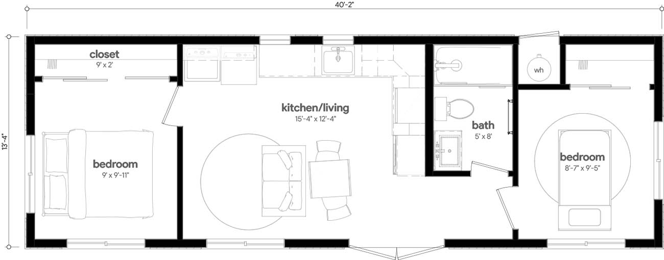 Anchored Tiny Homes of North Dallas model C-535 dimensions.