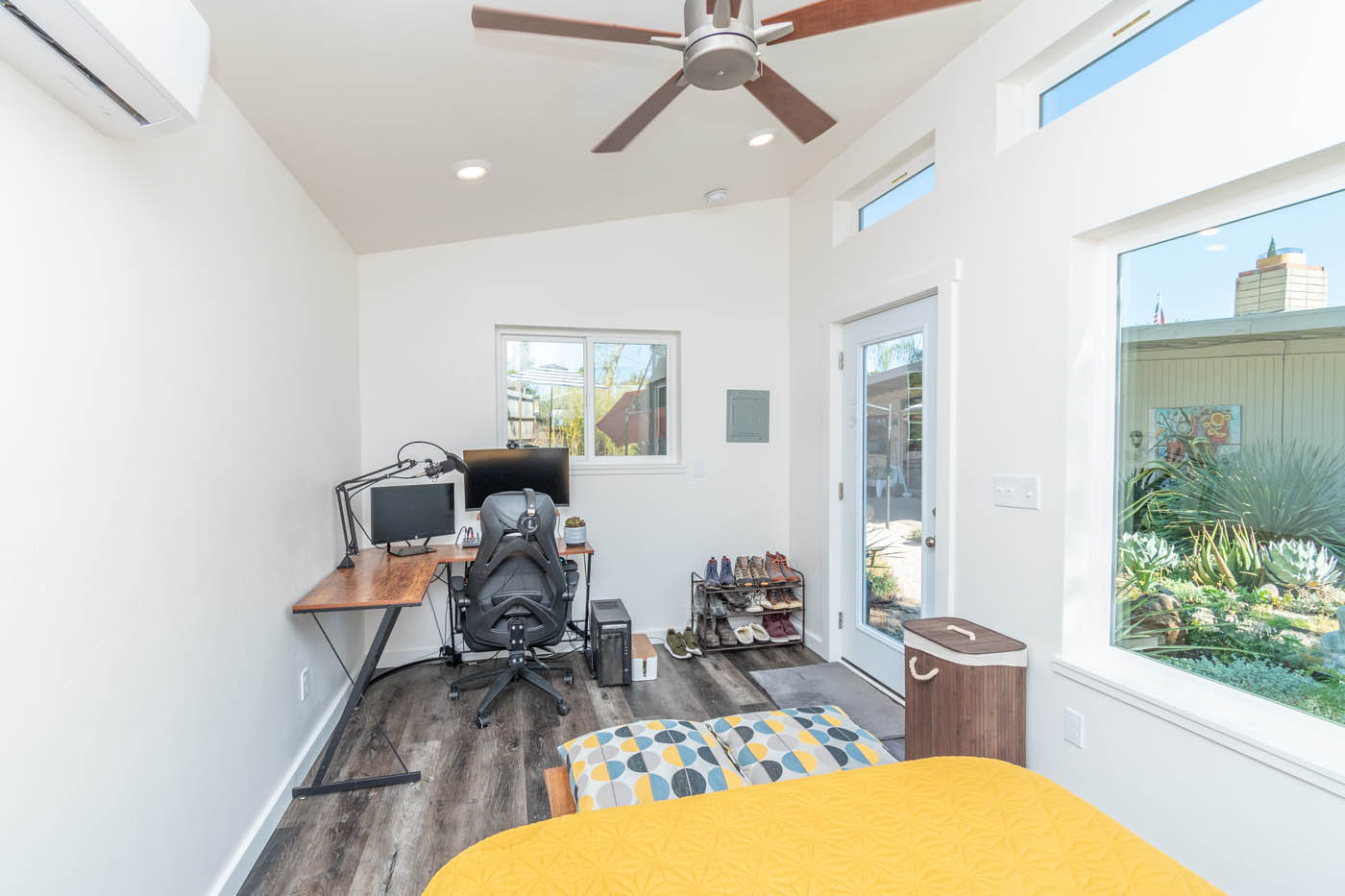 A modern white dessert home, provided by out best tiny home builders.