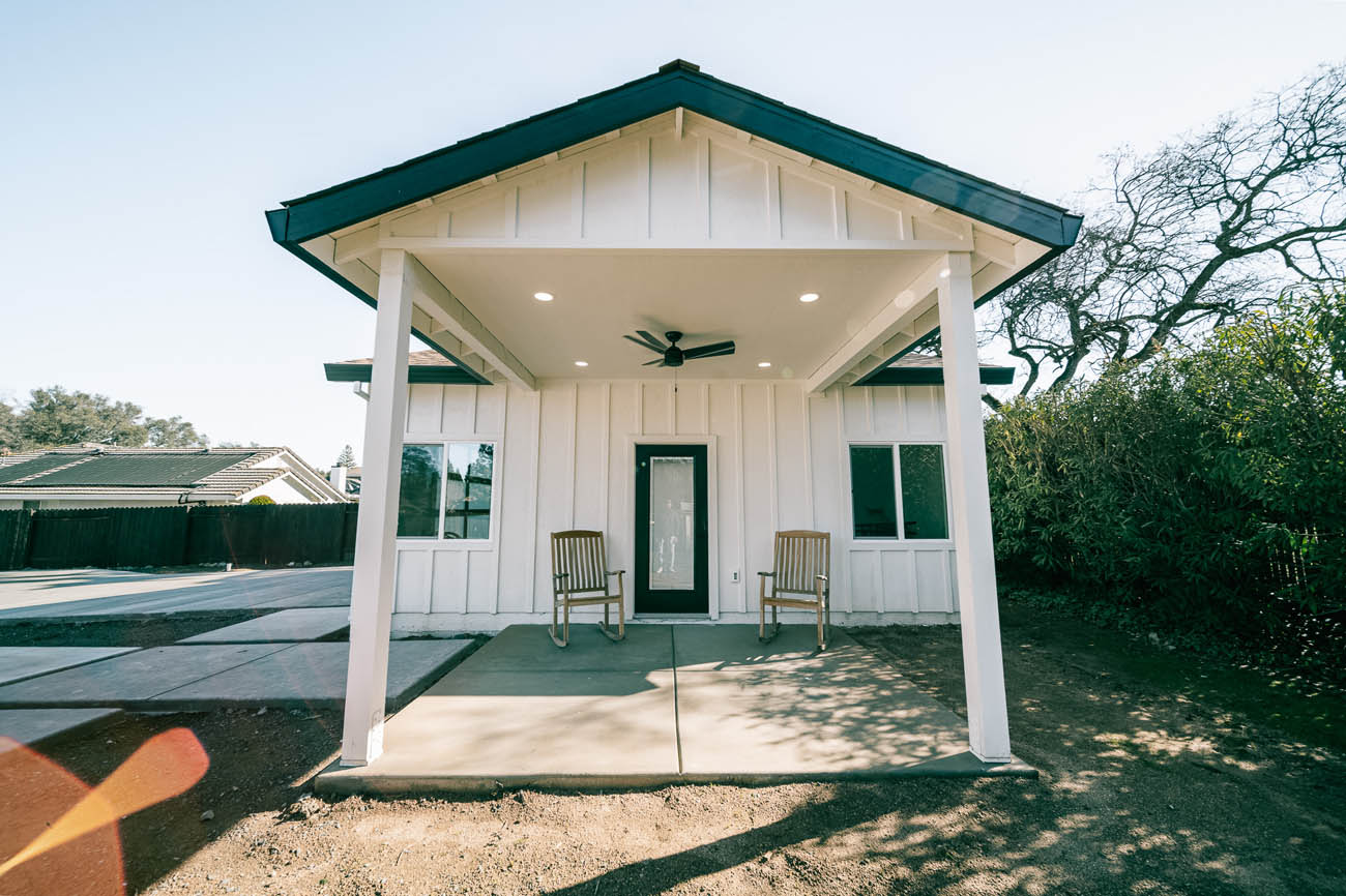 A beautiful exterior of a garage built by Anchored Tiny Homes - your professional and experienced garage builder.